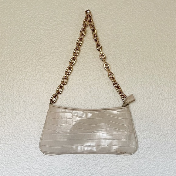 ZARA Gold Chain Strap Animal Embossed Shoulder Bag in Cream - Picture 7 of 8